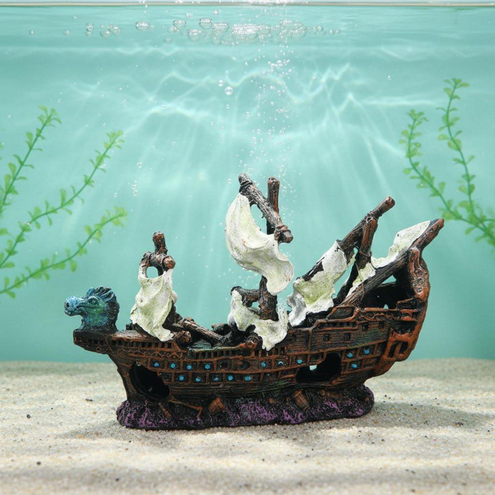 Fish Tank Resin Shipwreck Deco - Aquarium Marine Setup ulasan dan harga